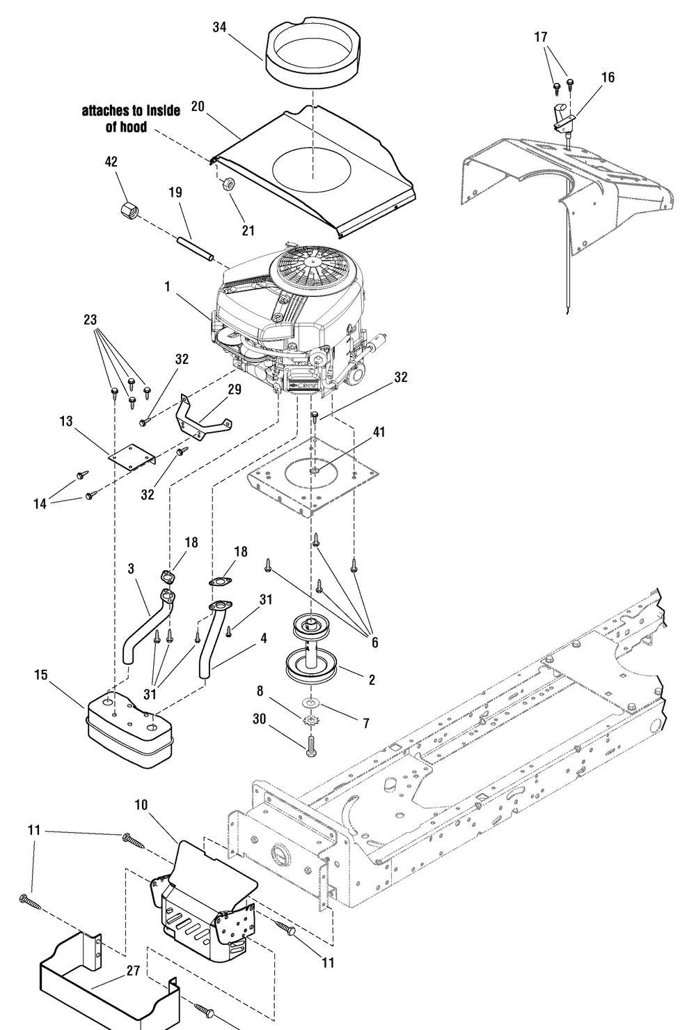 Engine Group - 24hp Briggs And Stratton Diagram and Parts List for 7800569-RT24460 2009 Briggs and Stratton Lawn Tractor